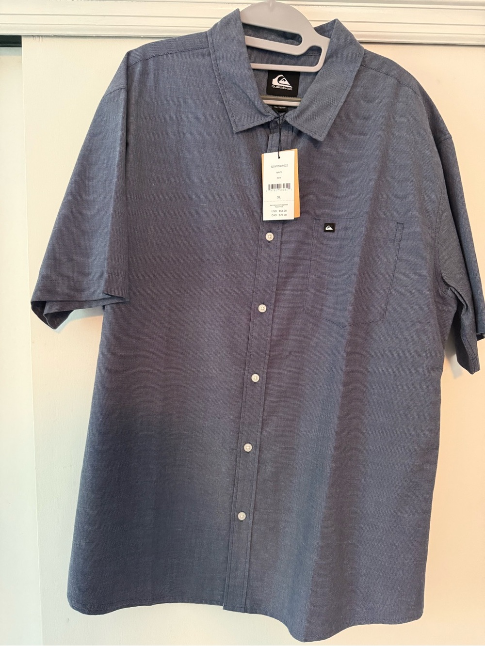 Quiksilver Men's Short Sleeve Button-Down Shirt - Slate Blue